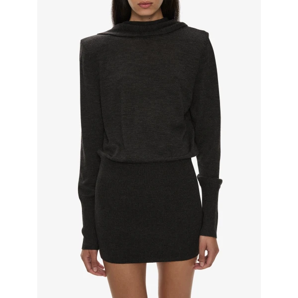 Christopher Esber Cesura Cowl Sweater Dress in Carbon | Mini Dresses | Luxury Shoes 