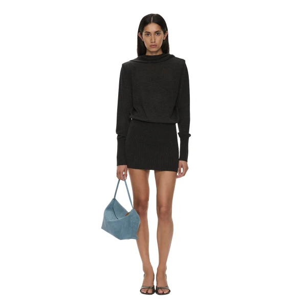 Christopher Esber Cesura Cowl Sweater Dress in Carbon | Mini Dresses | Luxury Shoes 