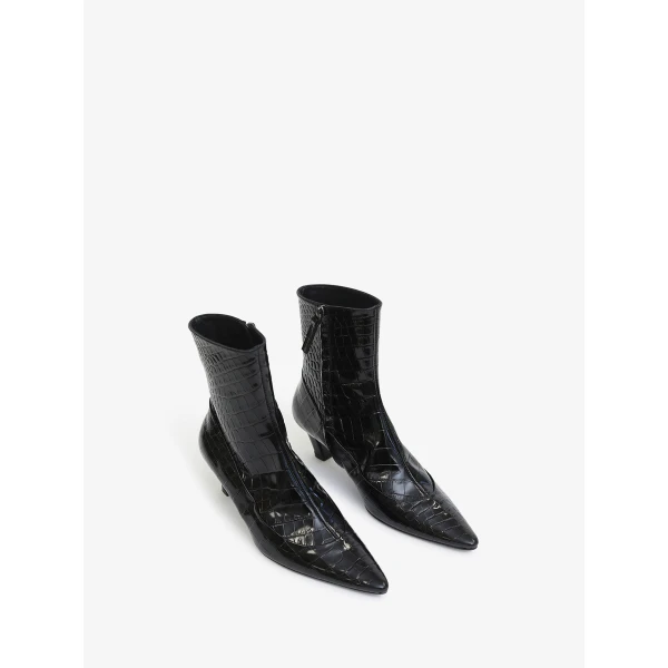 Christopher Esber Corte Embossed Ankle Boot in Black | Boots | Luxury Shoes 