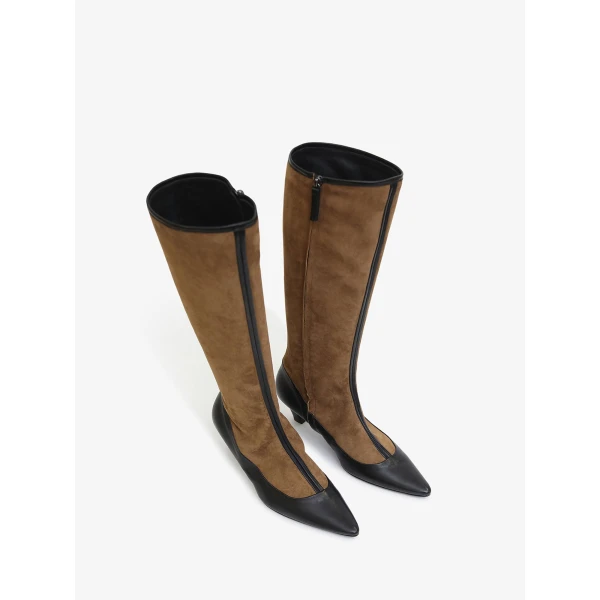 Christopher Esber Corte Panelled High Boot in Russet Black | Boots | Luxury Shoes 
