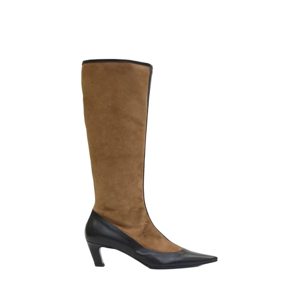 Corte Panelled High Boot in Russet Black