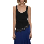 Christopher Esber Cutaway Lace Gathered Tank Dress in Ink Black | Midi Dresses | Luxury Shoes 