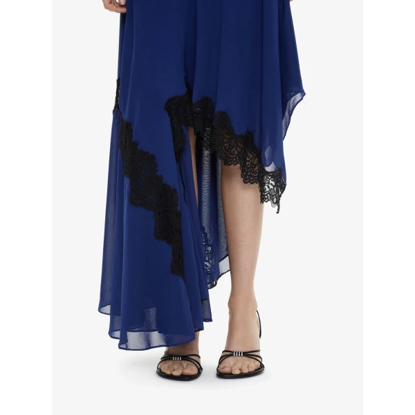 Christopher Esber Cutaway Lace Gathered Tank Dress in Ink Black | Midi Dresses | Luxury Shoes 