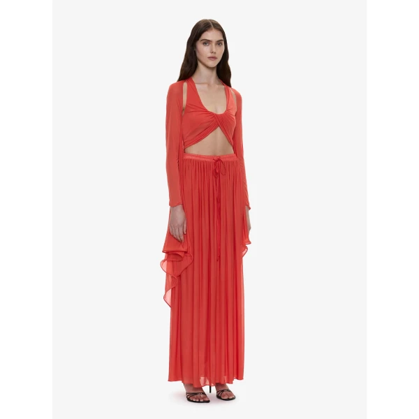 Christopher Esber Daya Cutaway Drawstring Dress in Paprika | Dresses | Luxury Shoes 