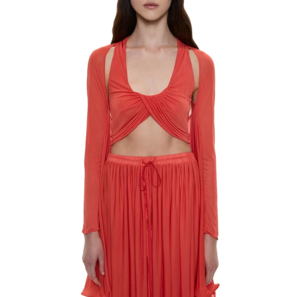 Christopher Esber Daya Cutaway Drawstring Dress in Paprika | Dresses | Luxury Shoes 