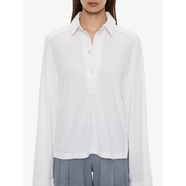 Christopher Esber Deconstruct Denim Long Sleeve Polo in White | Long Sleeve | Luxury Shoes 