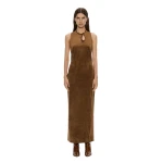Christopher Esber Delvine Column Dress in Cognac | Maxi Dresses | Luxury Shoes 