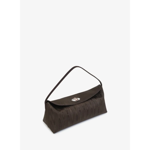 Christopher Esber Doba Quartz Turnlock Moire Shoulder Bag in Carob | Shoulder & Crossbody Bags | Luxury Shoes 
