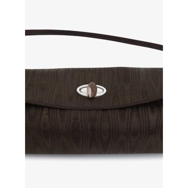 Christopher Esber Doba Quartz Turnlock Moire Shoulder Bag in Carob | Shoulder & Crossbody Bags | Luxury Shoes 