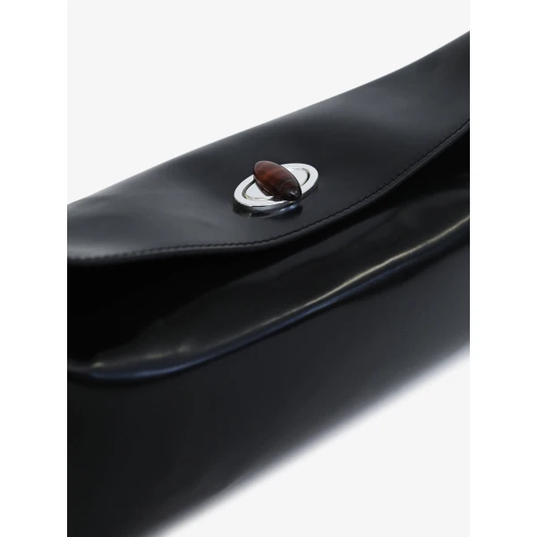 Christopher Esber Doba Quartz Turnlock Polished Shoulder Bag in Black | Shoulder & Crossbody Bags | Luxury Shoes 