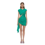 Christopher Esber Droplet Crystal Clasp Draped Tank Dress in Malachite | Mini Dresses | Luxury Shoes 