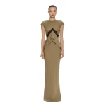 Christopher Esber Endrey Disconnect Back Tank Dress in Khaki Black | Maxi Dresses | Luxury Shoes 