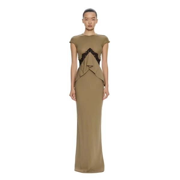Endrey Disconnect Back Tank Dress in Khaki Black