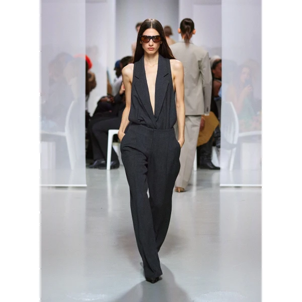 Christopher Esber Facile Tailored Twill Bodysuit in Speckled Black | Bodysuit | Luxury Shoes 