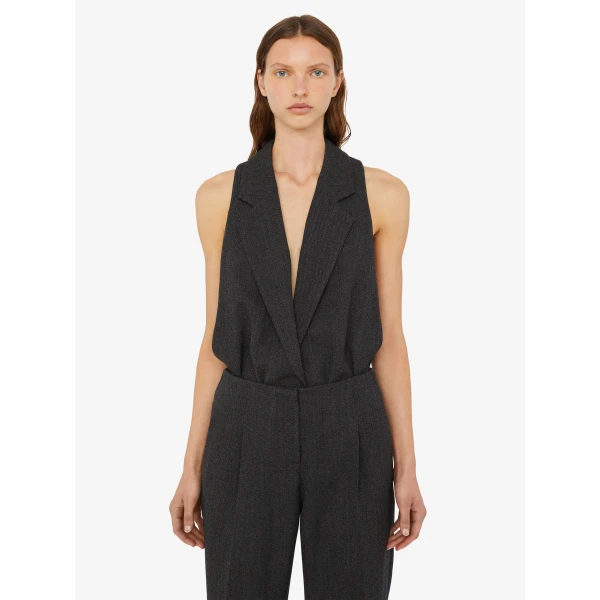 Christopher Esber Facile Tailored Twill Bodysuit in Speckled Black | Bodysuit | Luxury Shoes 