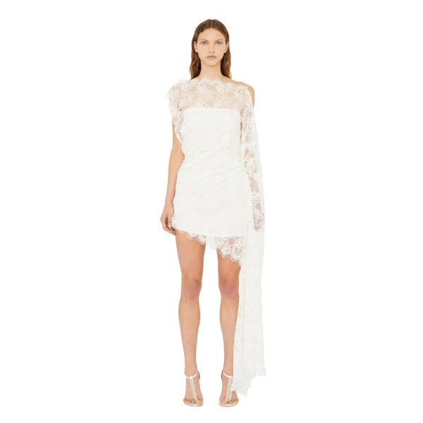 Floating Lace Mini Dress in White
