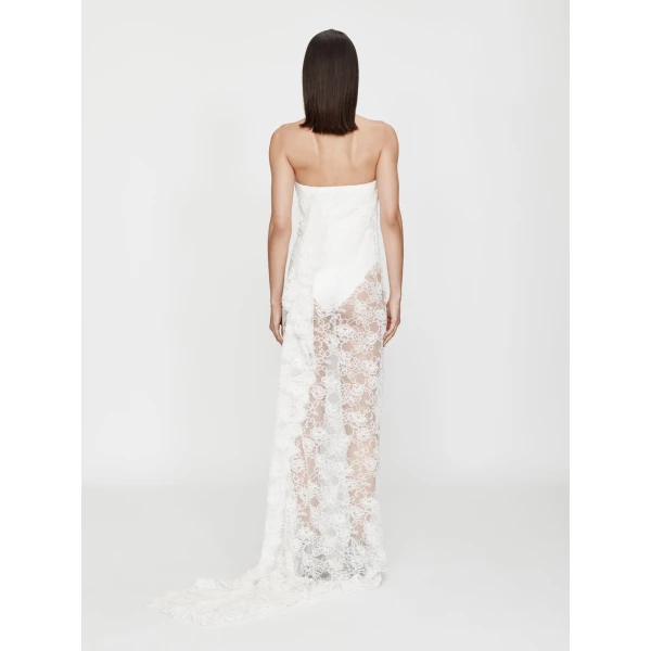 Christopher Esber Floating Lace Strapless Gown in White | Evening Gowns | Luxury Shoes 