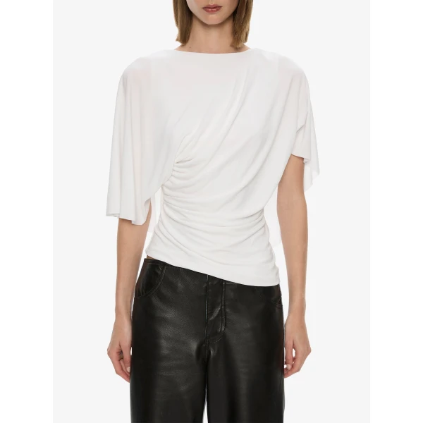 Christopher Esber Fluted Jersey Top in White | Tops | Luxury Shoes 