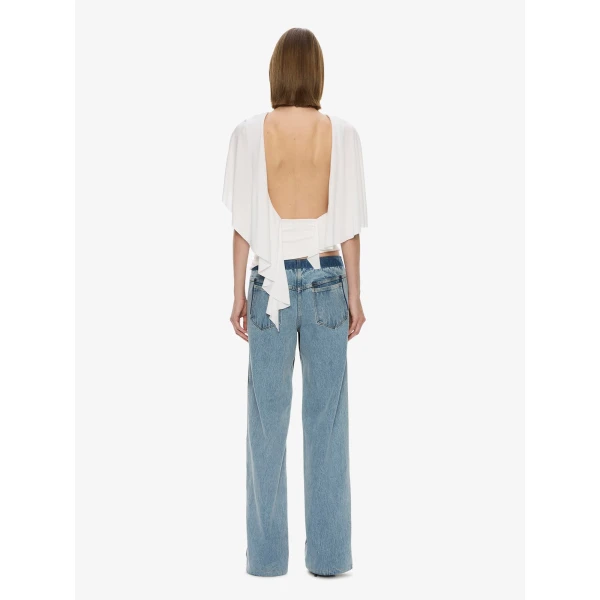 Christopher Esber Fluted Jersey Top in White | Tops | Luxury Shoes 