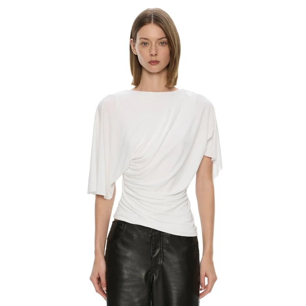 Christopher Esber Fluted Jersey Top in White | Tops | Luxury Shoes 