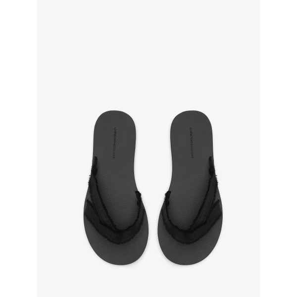 Christopher Esber Freya Silk Flip Flop in Black | Flip Flops & Slides | Luxury Shoes 