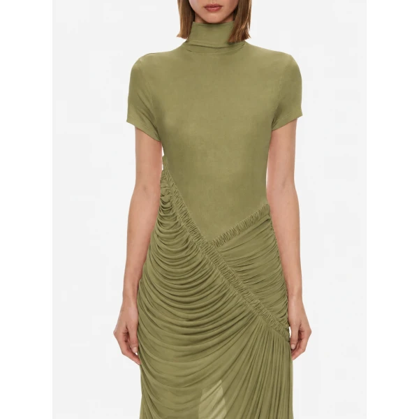 Christopher Esber Fusion Ruched Ripple Dress in Fennel | Maxi Dresses | Luxury Shoes 