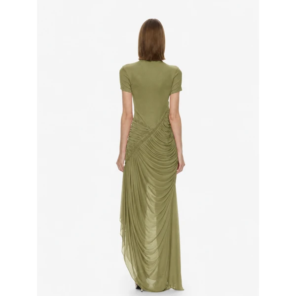 Christopher Esber Fusion Ruched Ripple Dress in Fennel | Maxi Dresses | Luxury Shoes 