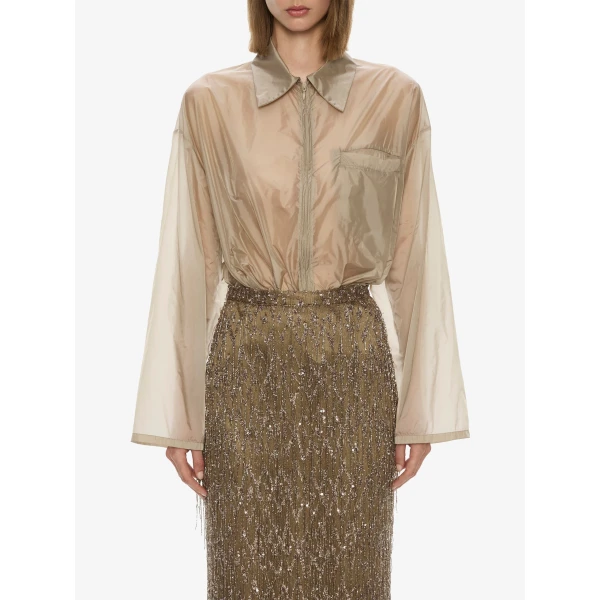Christopher Esber Gilded Chevron Lace Skirt in Golden Khaki | Skirts | Luxury Shoes 
