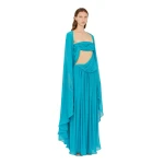 Christopher Esber Gyre Suspended Stream Jersey Dress in Teal | Maxi Dresses | Luxury Shoes 