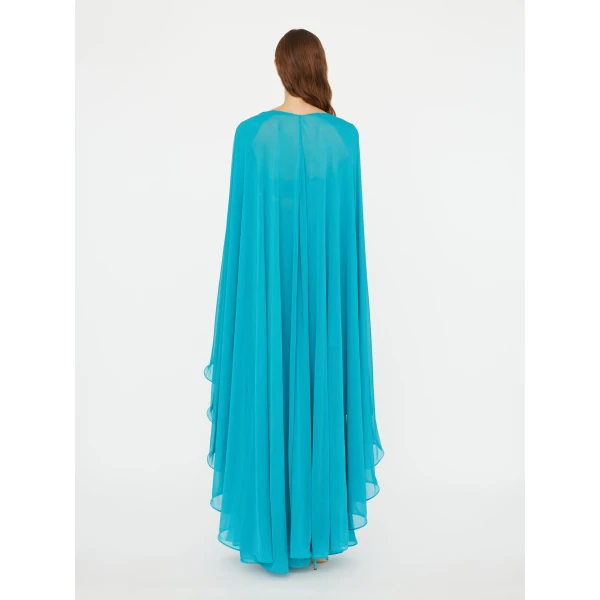 Christopher Esber Gyre Suspended Stream Jersey Dress in Teal | Maxi Dresses | Luxury Shoes 