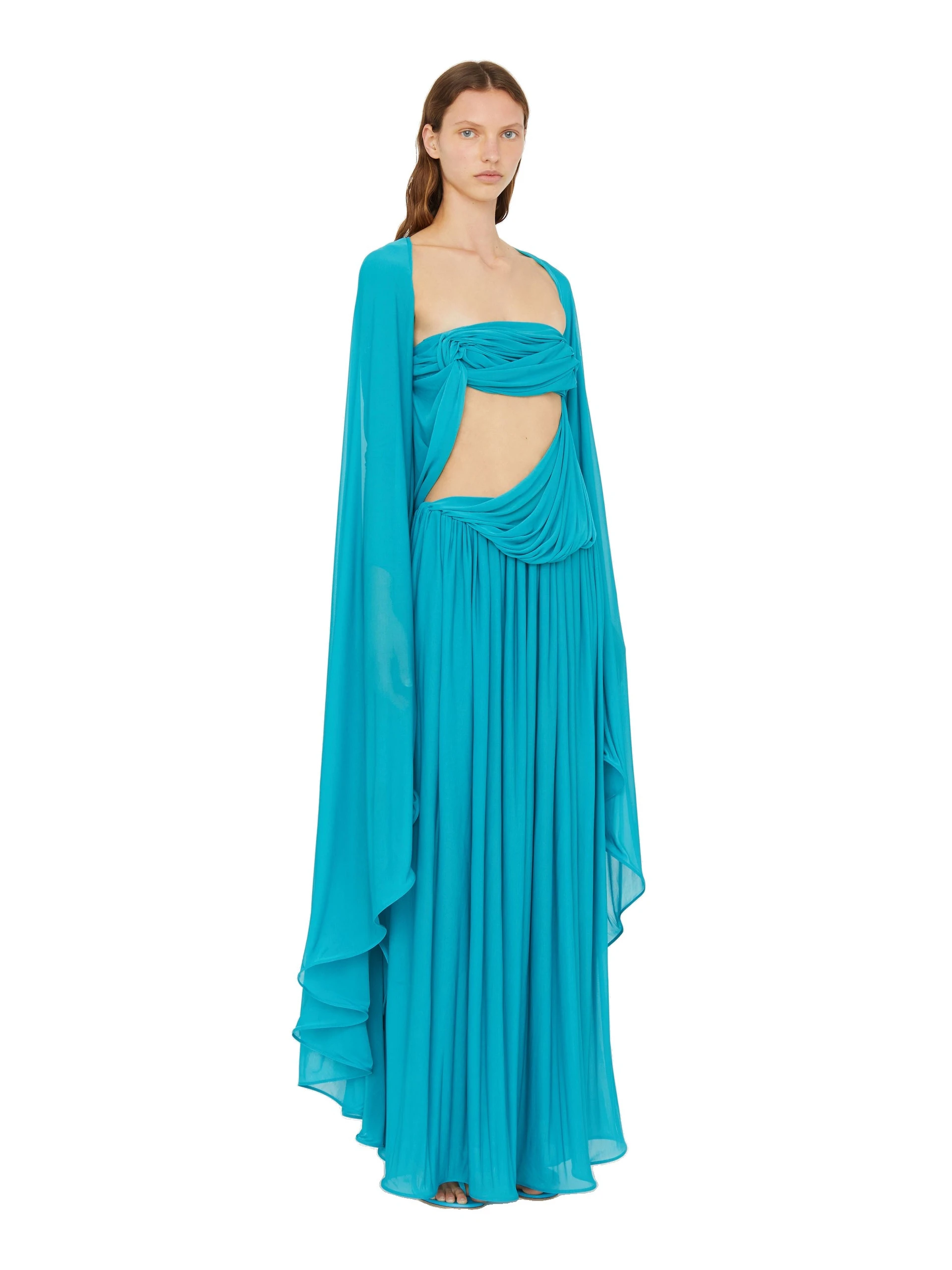 Christopher Esber Gyre Suspended Stream Jersey Dress in Teal Christopher Esber Gyre Suspended Stream Jersey Dress in Teal | Maxi Dresses | Luxury Shoes
