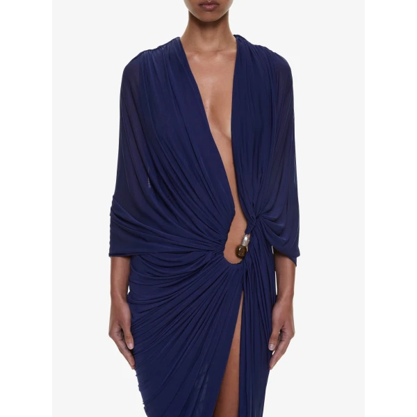 Christopher Esber Helix Crystal Draped Dress in Ink | Maxi Dresses | Luxury Shoes 