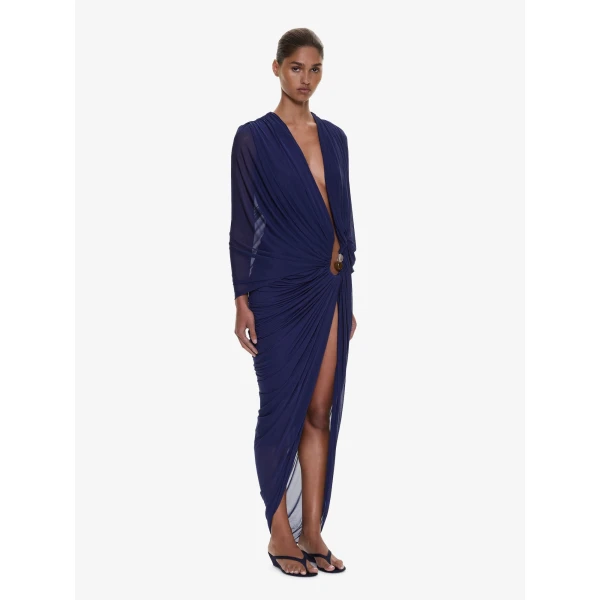 Christopher Esber Helix Crystal Draped Dress in Ink | Maxi Dresses | Luxury Shoes 