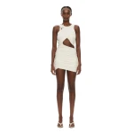 Christopher Esber Hibiscus Embroidered Fold Up Mini Dress in White | Mini Dresses | Luxury Shoes 