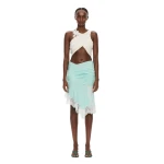 Christopher Esber Incline Gathered Skirt in Mystic Mint White | Skirts | Luxury Shoes 