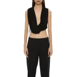 Christopher Esber Interlock Jersey Drape Top in Black | Tops | Luxury Shoes 