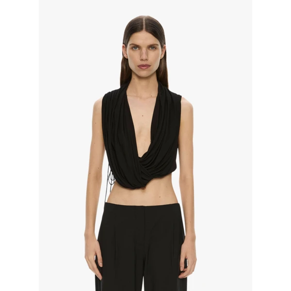 Christopher Esber Interlock Jersey Drape Top in Black | Tops | Luxury Shoes 