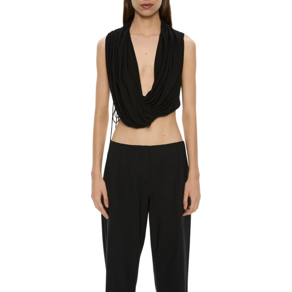 Christopher Esber Interlock Jersey Drape Top in Black | Tops | Luxury Shoes 