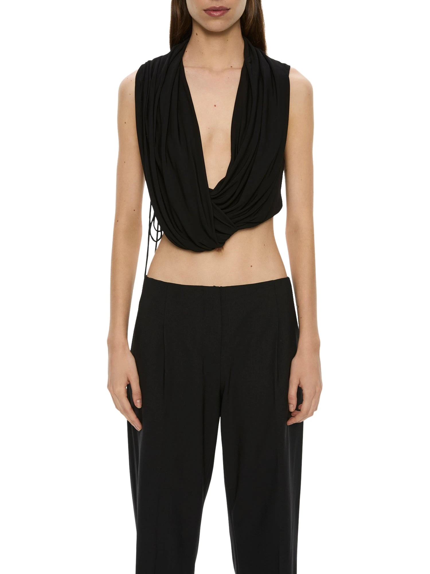 Christopher Esber Interlock Jersey Drape Top in Black Christopher Esber Interlock Jersey Drape Top in Black | Tops | Luxury Shoes