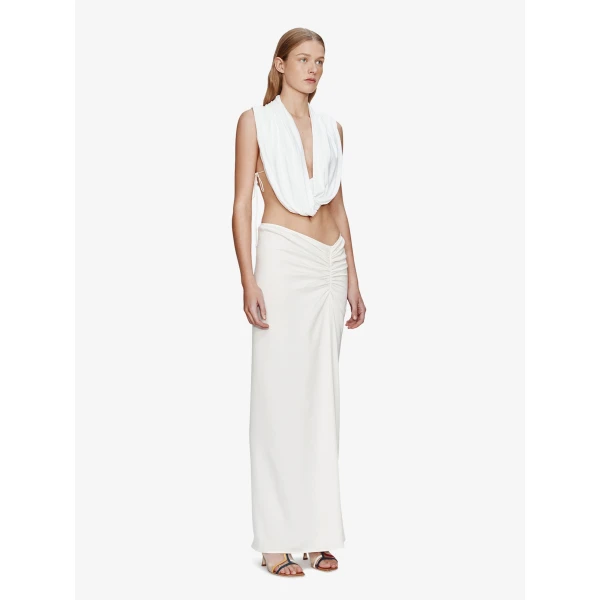 Christopher Esber Interlock Jersey Drape Top in White | Tops | Luxury Shoes 