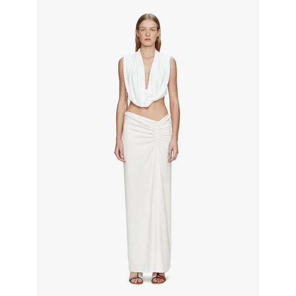 Christopher Esber Interlock Jersey Drape Top in White | Tops | Luxury Shoes 