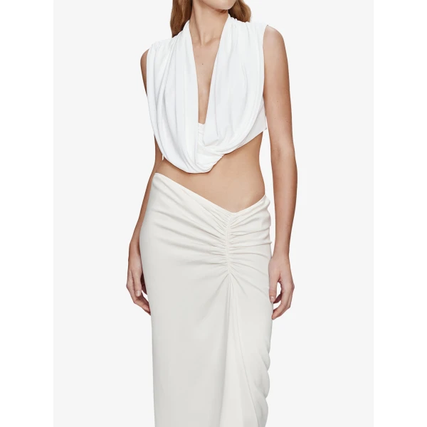 Christopher Esber Interlock Jersey Drape Top in White | Tops | Luxury Shoes 