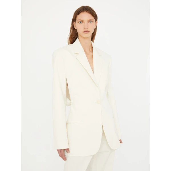 Christopher Esber Intimate Bow Back Twill Blazer in White | Dresses | Luxury Shoes 
