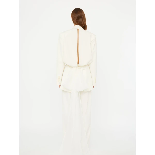Christopher Esber Intimate Bow Back Twill Blazer in White | Dresses | Luxury Shoes 