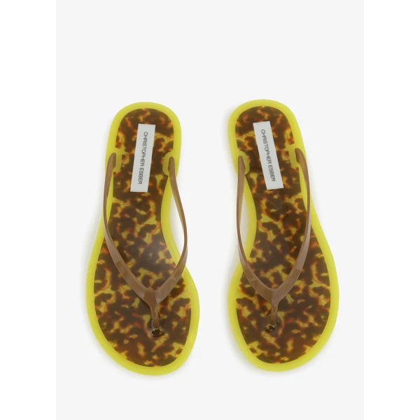 Christopher Esber Jo Flip Flop in Lemon Tortoise | Flip Flops & Slides | Luxury Shoes 