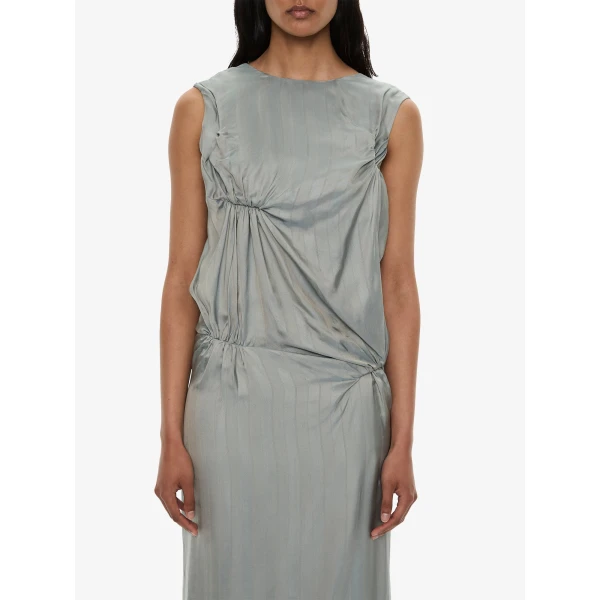 Christopher Esber Kacere Bikini Tuck Column Tank Dress in Washed Slate | Maxi Dresses | Luxury Shoes 
