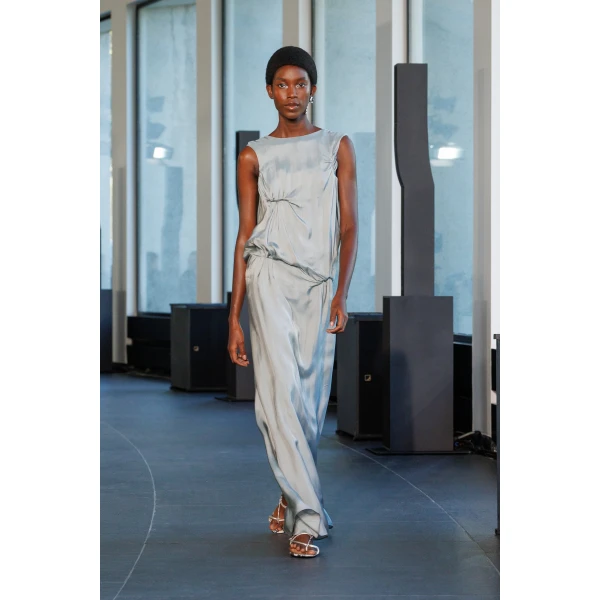 Christopher Esber Kacere Bikini Tuck Column Tank Dress in Washed Slate | Maxi Dresses | Luxury Shoes 