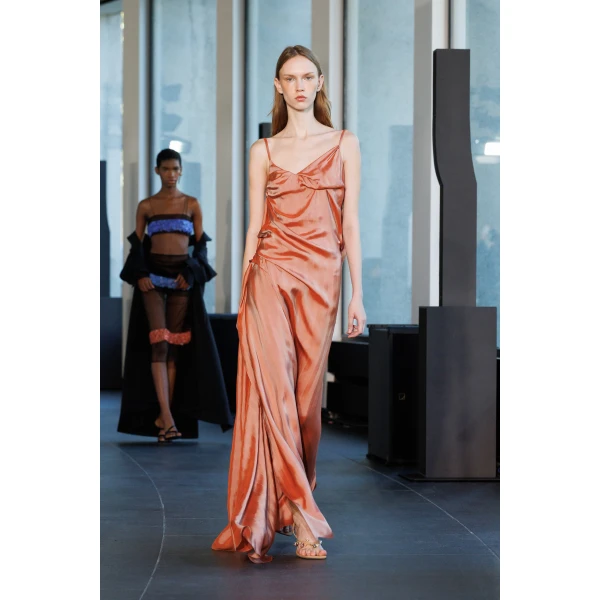 Christopher Esber Kacere Bikini Tuck Dress in Washed Red | Dresses | Luxury Shoes 
