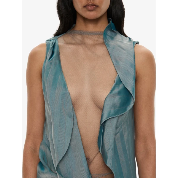Christopher Esber Kacere Draped Top in Washed Green | Tops | Luxury Shoes 