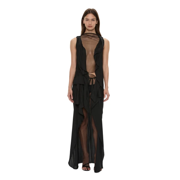 Christopher Esber Kacere Towel Drape Column Skirt in Black | Skirts | Luxury Shoes 